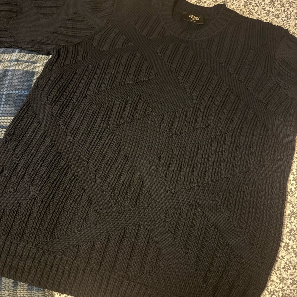 Fendi Crewneck Sweater Navy Blue Size 50 Euro Large American